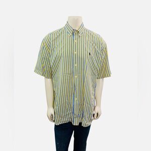 Ralph Lauren Men’s Size XL Yellow,Blue Stripe Oxford Short Sleeve Blake Shirt